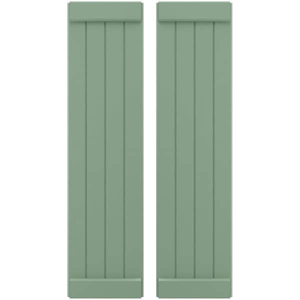 Ekena Millwork Americraft 4-Board Exterior Wood Joined Board-n-Batten Shutters w/ End Batten, ARW103BB414X77TGH, PR ARW103BB414X77TGH - main